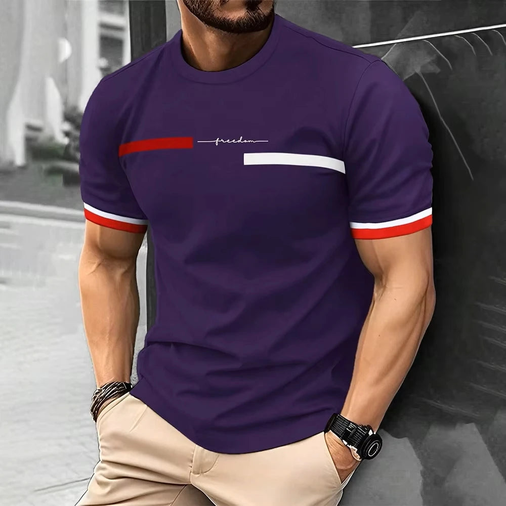 Summer Men's T-shirt Top Casual Loose Fit Oversized T-shirt PARI Letter Pattern Printed Round Neck Short Sleeved Homme Vêtement - Free Item.