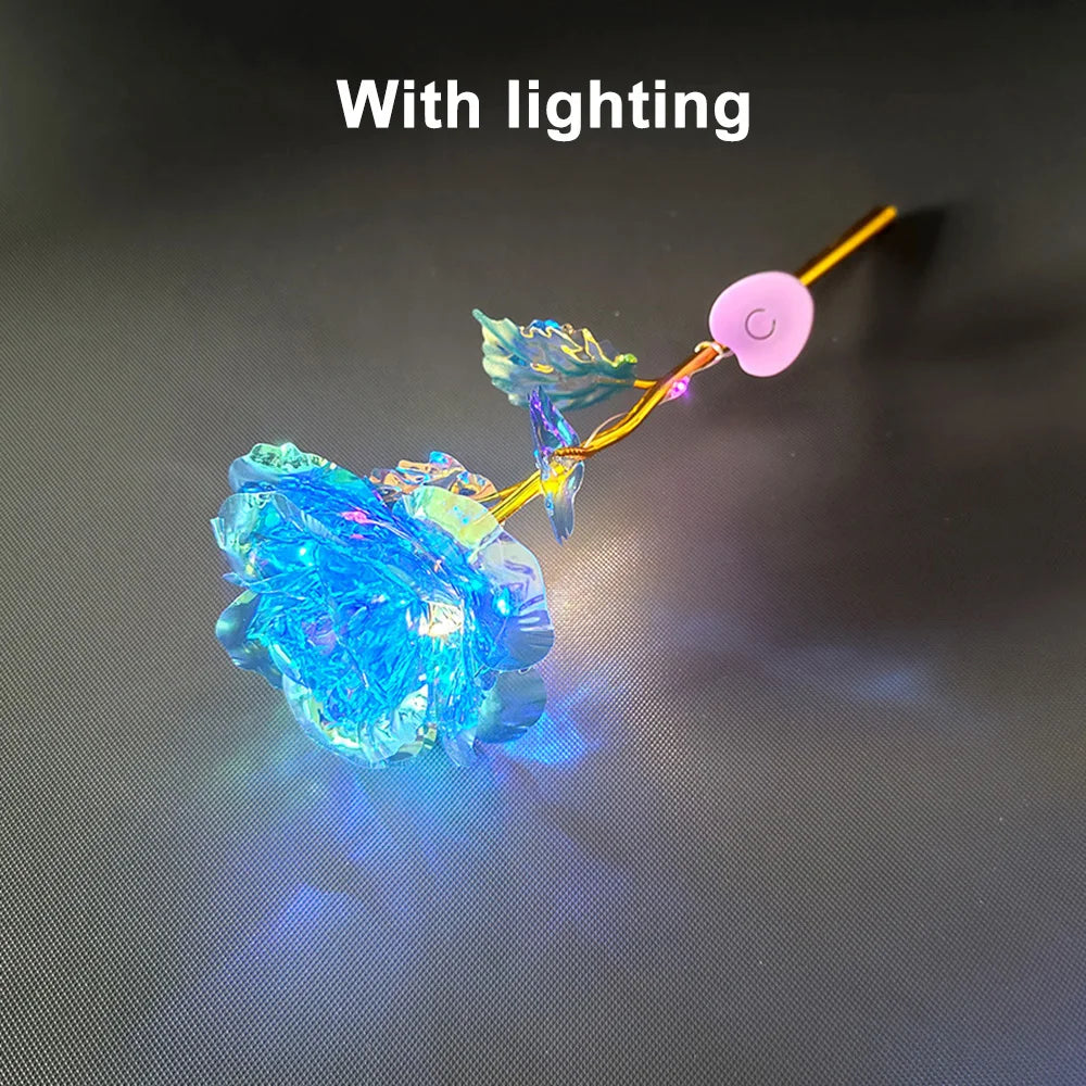 Led Valentine's Day Mother's Day Gift 24K Foil Plated Roses Artifical Flowers Wedding Decor Lover Lighting Roses Creative Gift