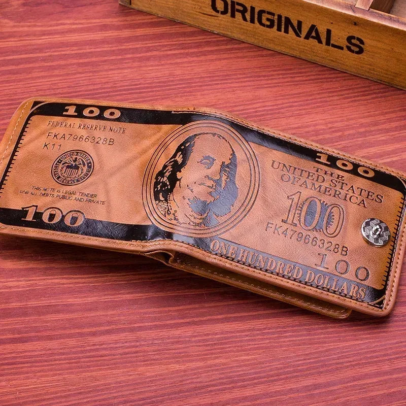 Men's Wallets with 100 US Dollar Pattern Hasp Male Leather Wallet with Zipper Card Holder Coin Pocket Purse cartera hombre