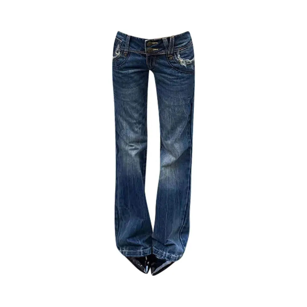 Low Rise JeansWomen's Simple American Retro Y2k Bell Bottom Jeans Stretch Skinny Harajuku Japanese 2000s Japanese Trumpet Pants