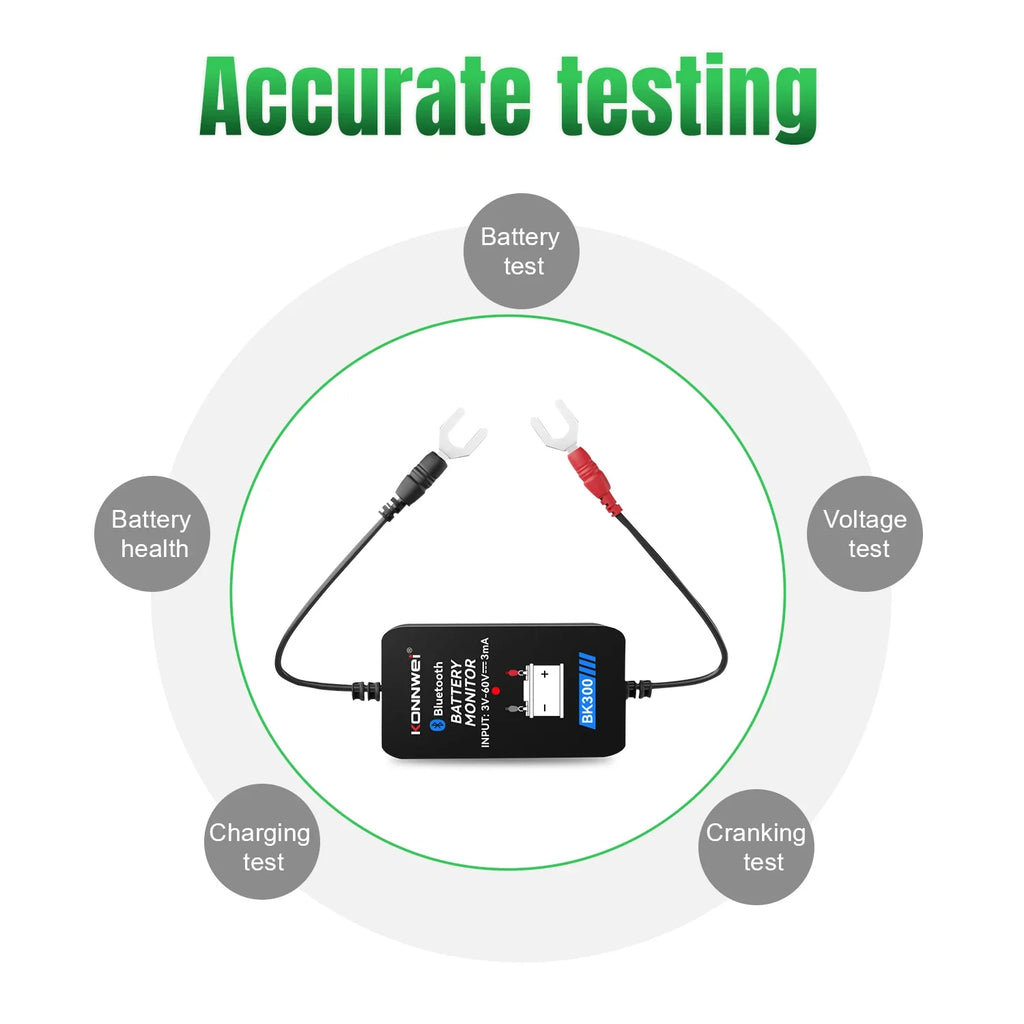KONNWEI BK300 Lead Acid Starting Car Battery Detector 12V 24V Capacity Resistance Bluetooth 5.2 Automotive Battery Monitor Tool