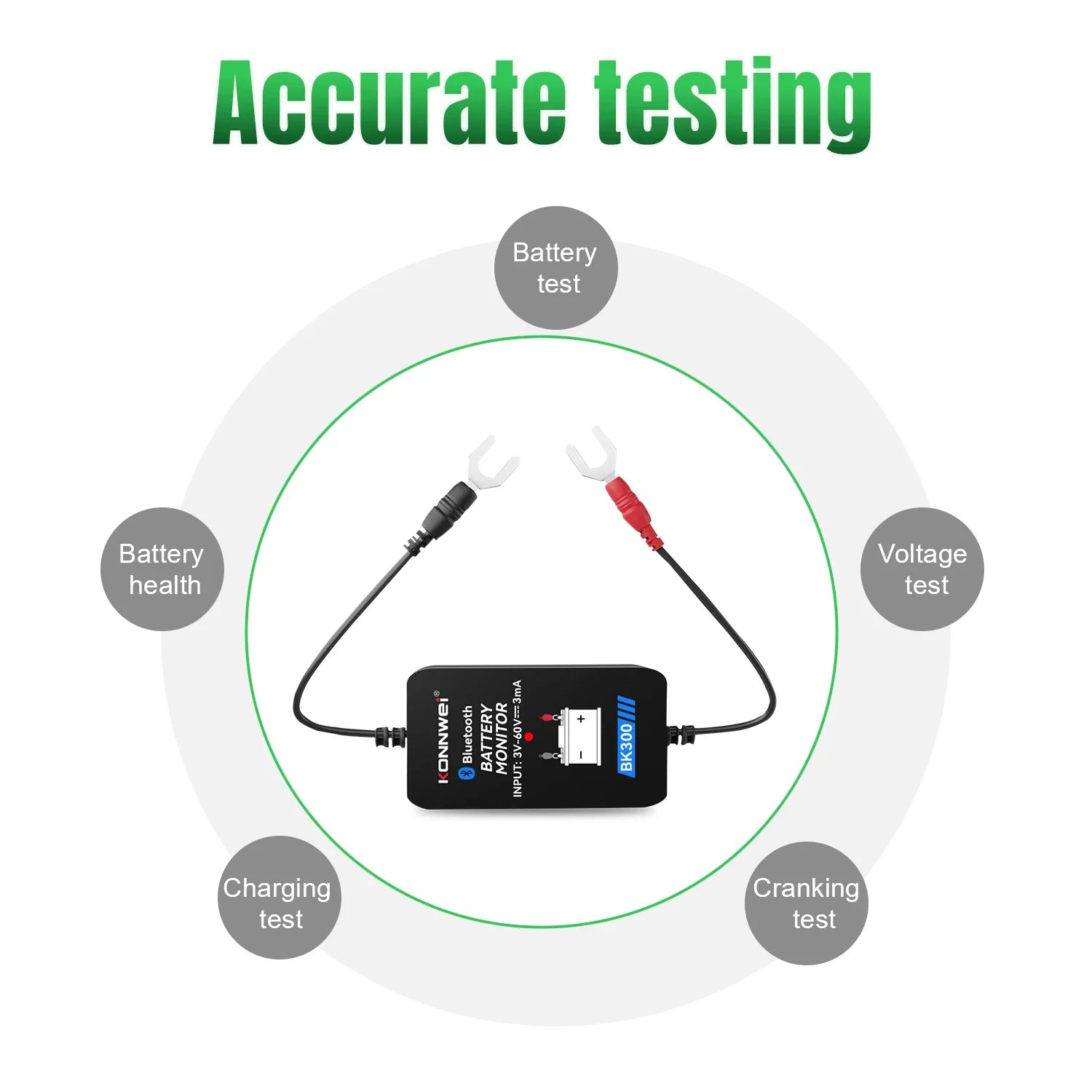 KONNWEI BK300 Lead Acid Starting Car Battery Detector 12V 24V Capacity Resistance Bluetooth 5.2 Automotive Battery Monitor Tool