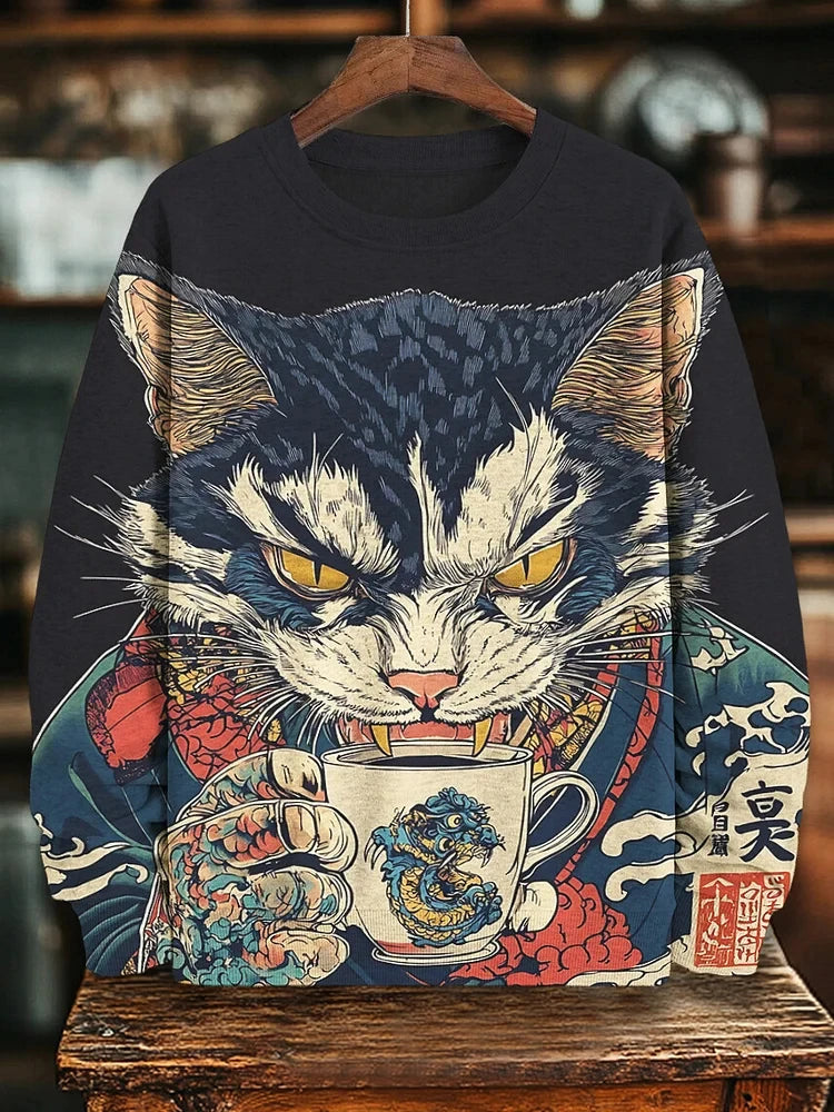 Funny Cat Pattern 3D Printed round-neck sweatshirt Hoodies Long Sleeves Sweatshirts Hip Pop Pullovers Men Women Clothing Tops
