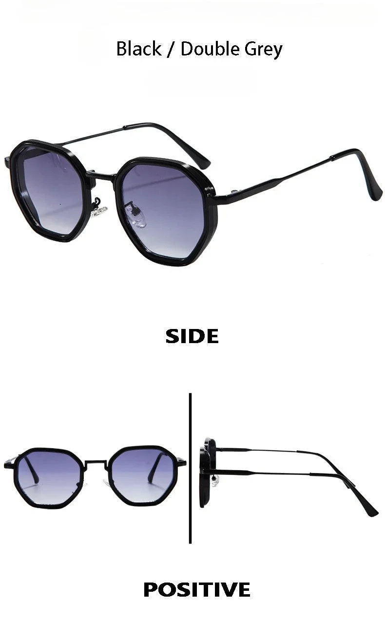 Fashion Punk Goggles, Protective Glasses for Men, Metal Polygonal Large Frame, Fashionable Sunglasses, Outdoor UV Protection