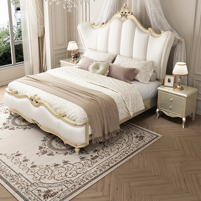 White Cream Cloud Bed Fashion Interior European Safe Sleeping Bed Floor Double Ergonomic Muebles Para El Hogar Home Furniture