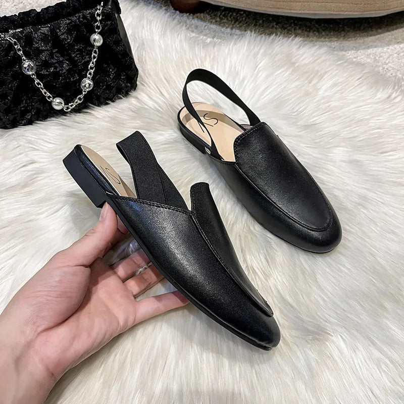 Rear elastic belt half slippers women summer wear Muller shoes 2023 new flat sandals