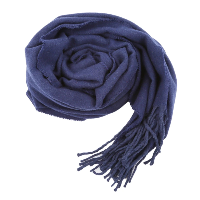 Wool Scarves Winter Soft Warm Cashmere Shawl Thickened Long Tassel Shawl Warm Scarf Fashion Solid Color Women Man Scarf - Free Items Weekend.