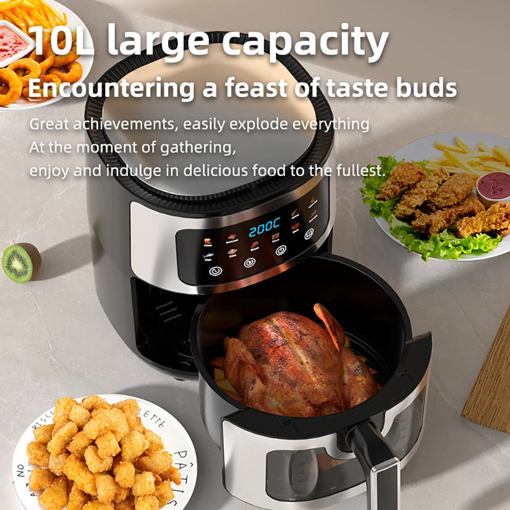 Smart Air Fryer 10L Large Capacity Household Multifunctional Electric Oven French Fry Maker