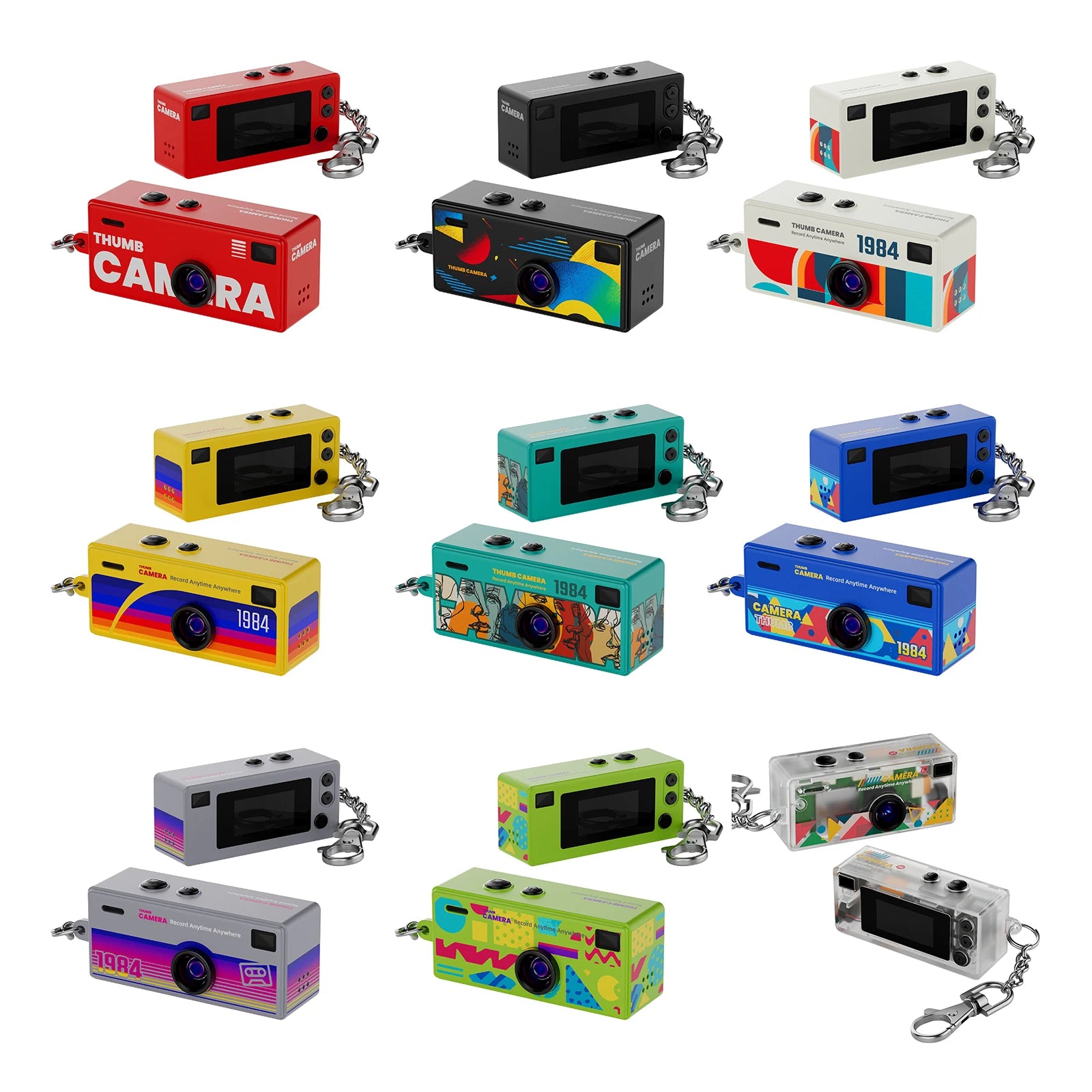 Retro Mini Keychain Thumb Camera 1080P HD Recorder Built-in Flash Auto Focus 130° Wide Angle Lens TFT LCD Screen Portable Camera