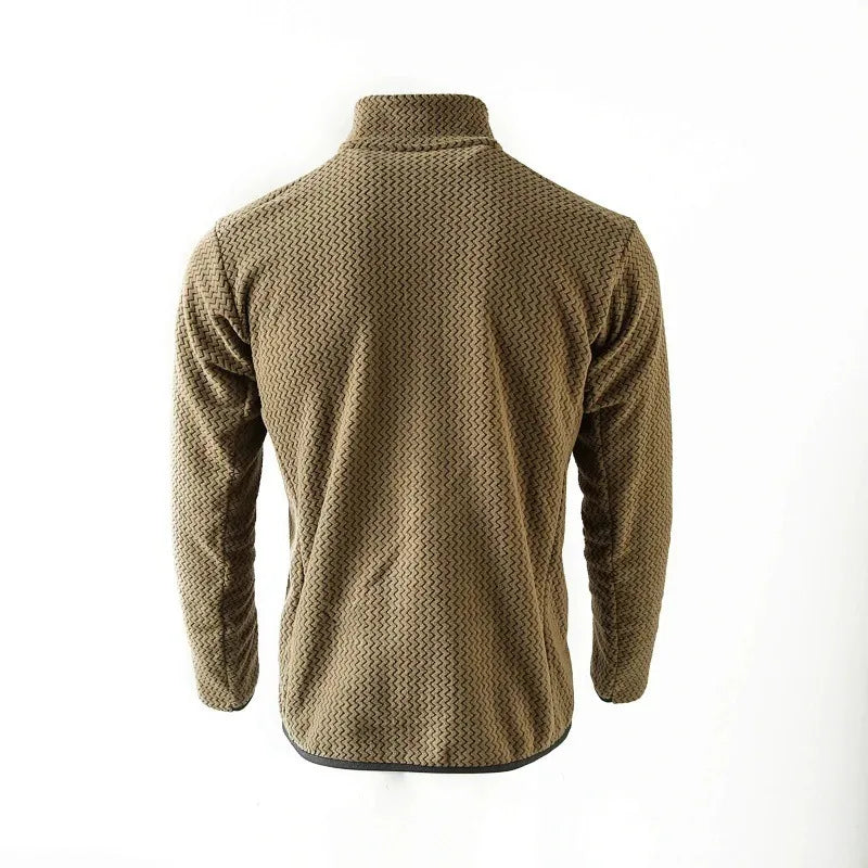 New style comfortable and thick half-zip fleece sweatshirt with wavy pattern and velvet long-sleeved sweatshirt