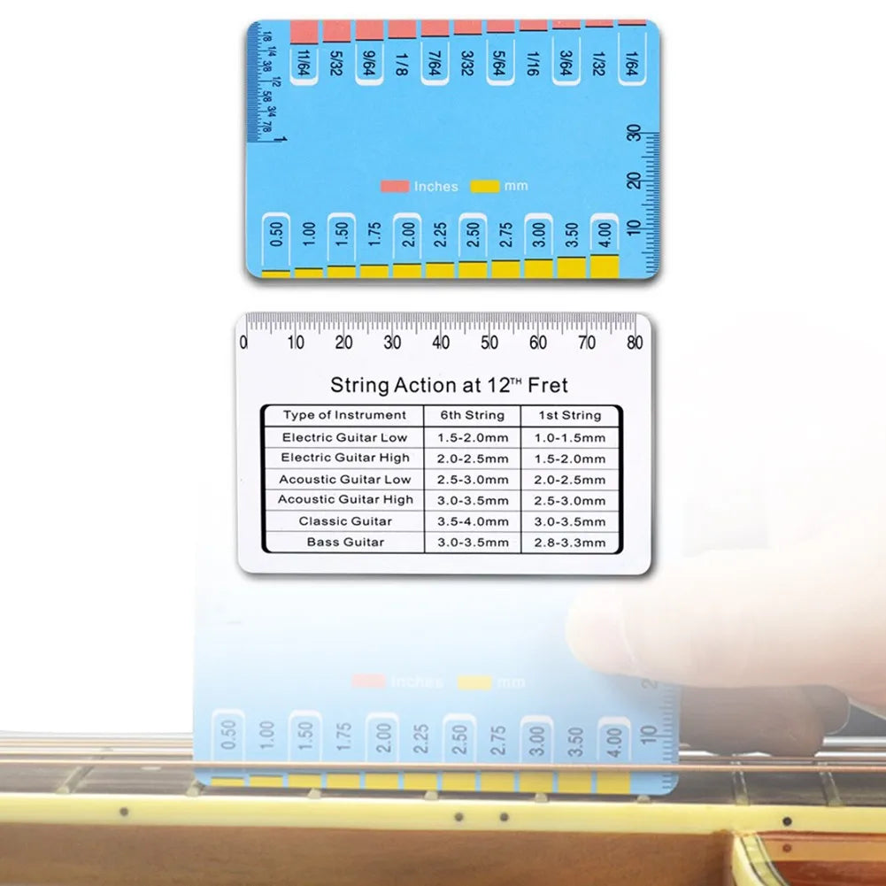 Guitar String Gauge 3.3 X 2.1inch Plastic Ruler.Stainless Steel/Durable/Used For Acoustic/Electric Guitar/Bass Musical Parts
