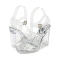 Korean Version Transparent Sandals Trendy Internet Celebrity High Heel Waterproof Platform Fashionable Crystal Thick Heel Buckle - Free Item Weekend (50% off).