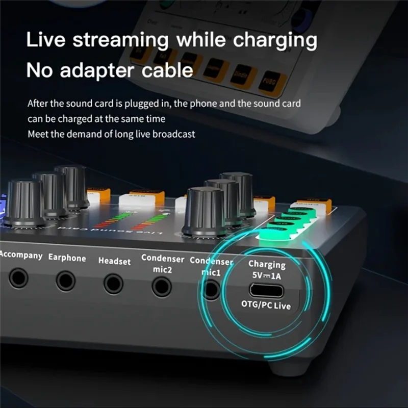 B50B-M8 Sound Card Live Broadcast Audio Interface Podcasting Device Caster With Premium Mic Preamplifier Sound Card Easy To Use