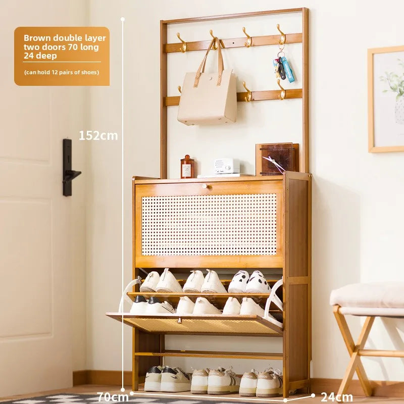 Shoe cabinet entrance household large-capacity home shoe rack storage artifact space-saving indoor rental house solid wood
