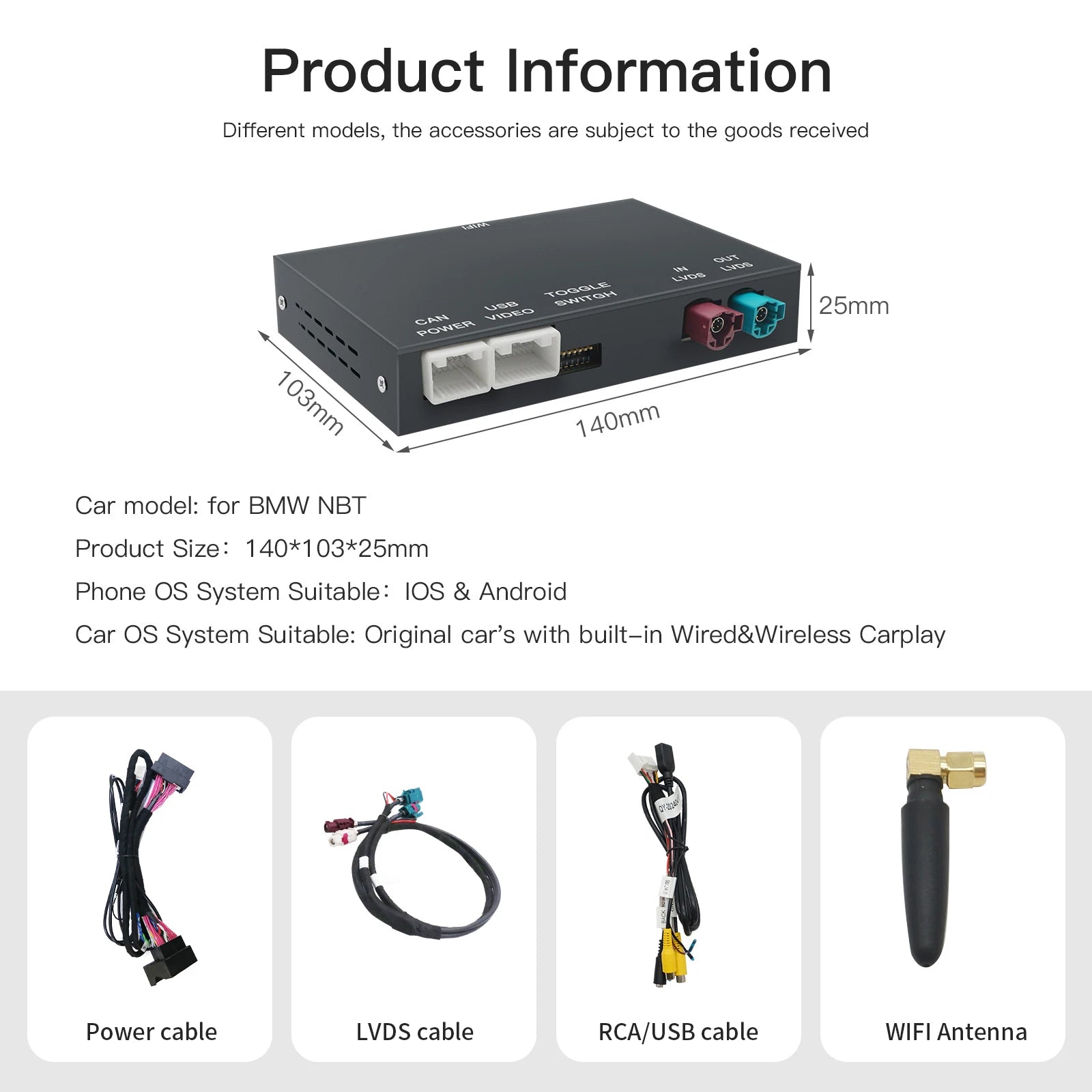 Wireless CarPlay for BMW NBT System 1 2 3 4 5 6 7 Series X1 X3 X4 X5 X6 MINI F56 F15 F16 F25 F26 F48 F01 F10 F22 F20 F30 F32