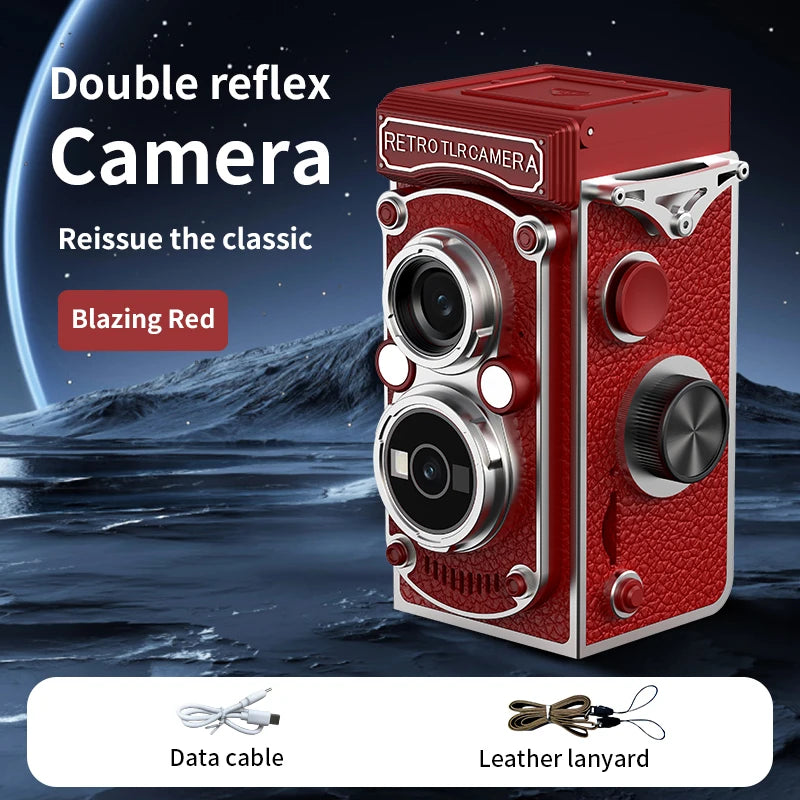 Retro Mini Digital Camera 1080P Dual Lens Design Vintage Manual Joystick Operation 1.54 Inch Portable Camera for Christmas Gift