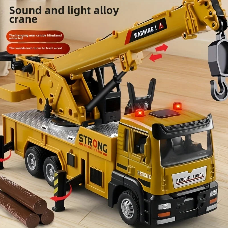 American Popular Edition, Children's Crane Toy Engineering Vehicle Toy, With Light Effect, Suitable For Outdoor, Beach Children'