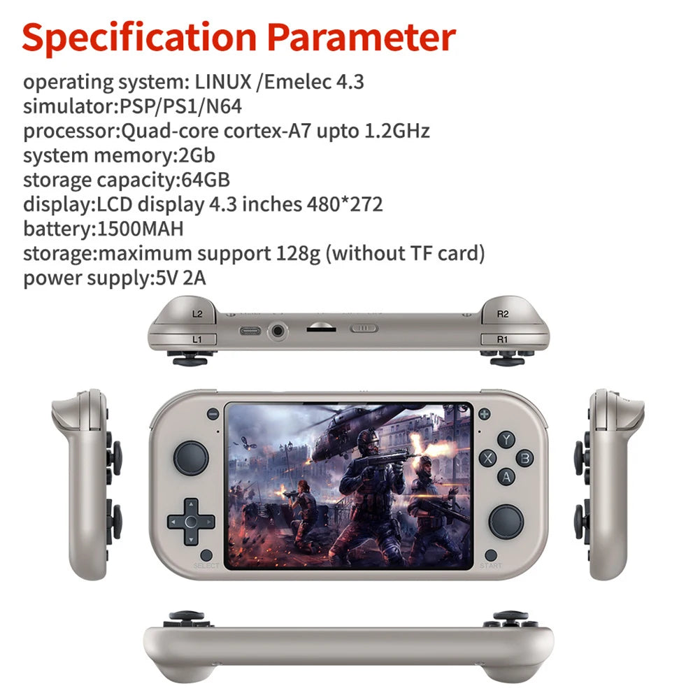 M17 Retro Video Game Console 4.3 Inch 480*272 LCD Screen Retro Game Handheld Game Player Emuelec Built-in Game 25 Emulators