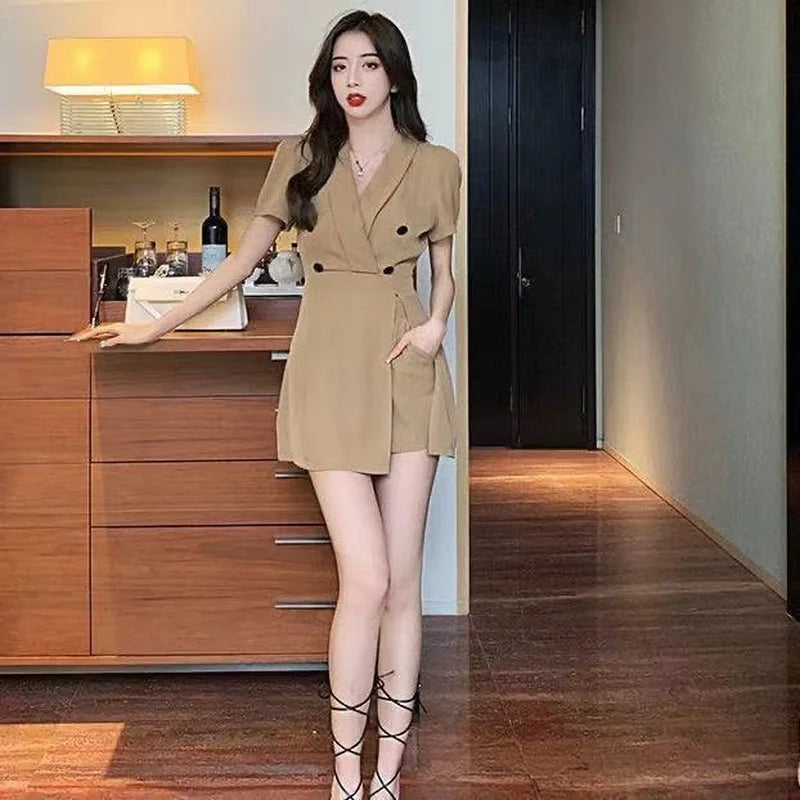 Korean Dresses for Women Cotton Chiffon Fashion Midi Women's Summer Suit Dress 2025 Aesthetic Clothing Casual One-piece Trend