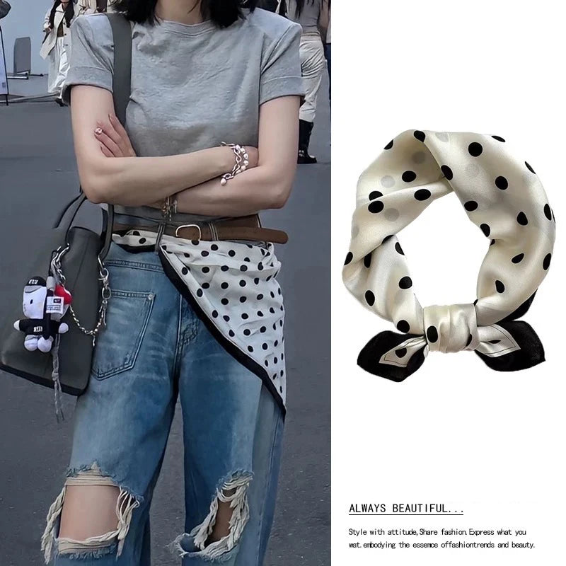 Scarf 100% Silk Square Scarves Women Satin Luxury Lady Bandana Print Scarf Head Band Hair Shawl Wrap Neckerchief