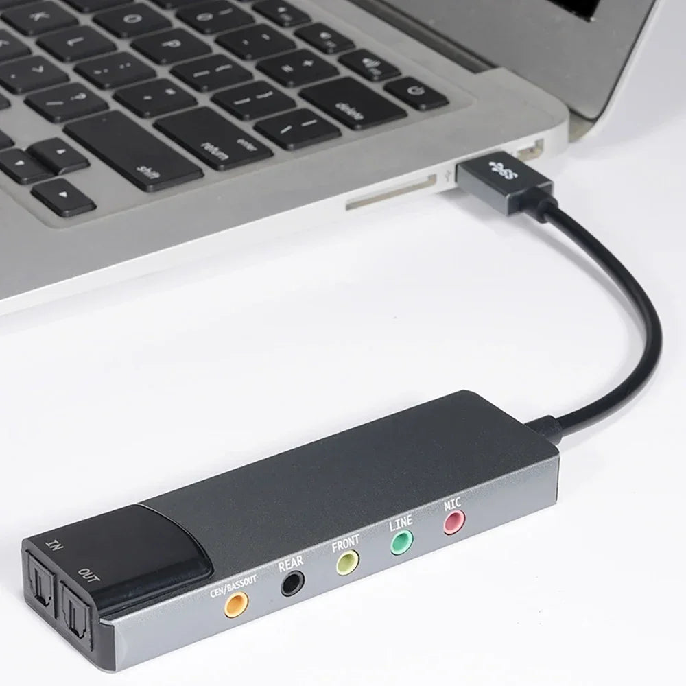 USB Sound Card Aluminium Alloy External Audio Card AC-3 DTS Headphone Adapter Soundcard 7.1 5.1 Channel SPDIF for Laptop Desktop