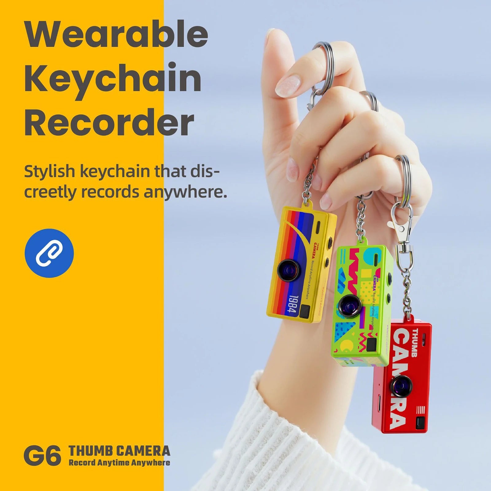 Retro Mini Keychain Thumb Camera 1080P HD Recorder Built-in Flash Auto Focus 130° Wide Angle Lens TFT LCD Screen Portable Camera