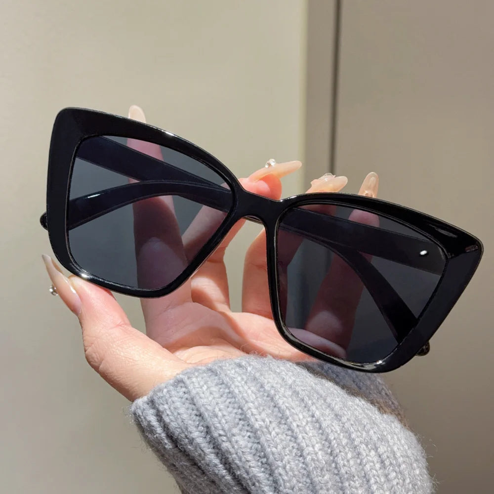 Women Trendy Cat Eye Sunglasses For Men Retro Large Square Frame Sun Glasses UV400 Protection Goggle Eyewear Shades Eyeglasses