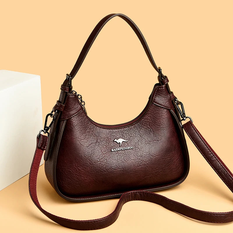 Genuine Brand Soft Pu Leather Shoulder Bag Luxury Women's Crossbody Messenger Bag Designer Female Hobo Handbag Sac A Main Purses