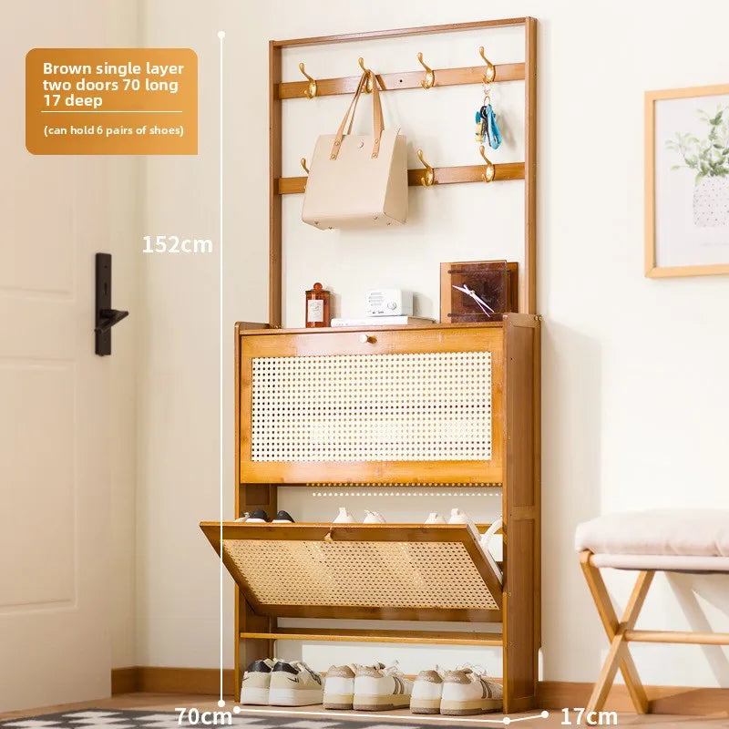 Shoe cabinet entrance household large-capacity home shoe rack storage artifact space-saving indoor rental house solid wood