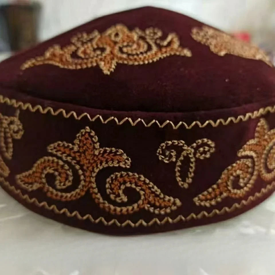 Kazakh Style Caps for Women Men Dancing Party Hats Fashion Black Blue Kufi Muslim Hijab Handmade Embroidery Ethnic Hat