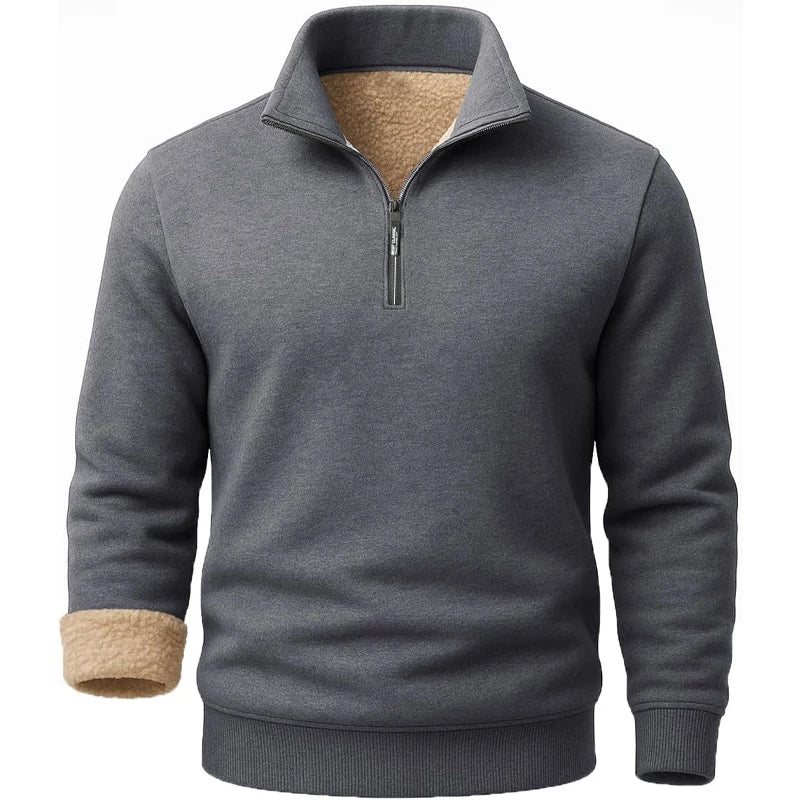 Men's Quarter Zip Pullover Premium Sherpa Lined Long Sleeve Shirts for Men Half Zip Sweatshirts Winter Warm Coats Outerwear