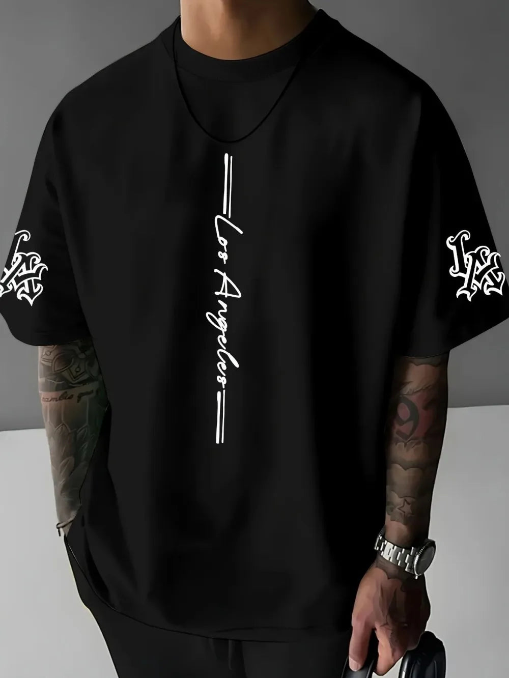 Men's new summer minimalist letter print comfortable and breathable round neck T-shirt outdoor casual top