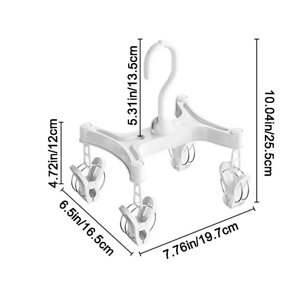 360° Rotatable H Shaped Trouser Hanger Efficient Wind-Resistant Underwear Drying Rack Space Saving with Clips Garment Hanger