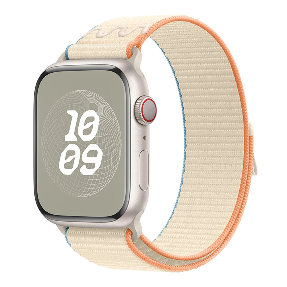 Nylon Loop Sport Strap For Apple Watch Band Ultra 49mm 45mm 40/44mm 41mm 38/42mm Bracelet For Nike iWatch 9 8 7 6 5 SE Watchband
