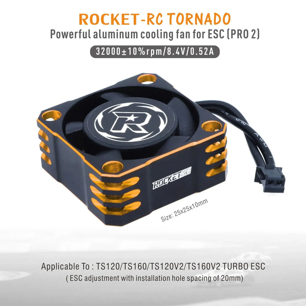 ROCKET-RC 25/30/35/40/50mm Metal Cooling Fan V2 32000/28000/21000/16000/10000RPM for 1/8 1/10 1/12 RC Car 540/550/3650 Motor ESC