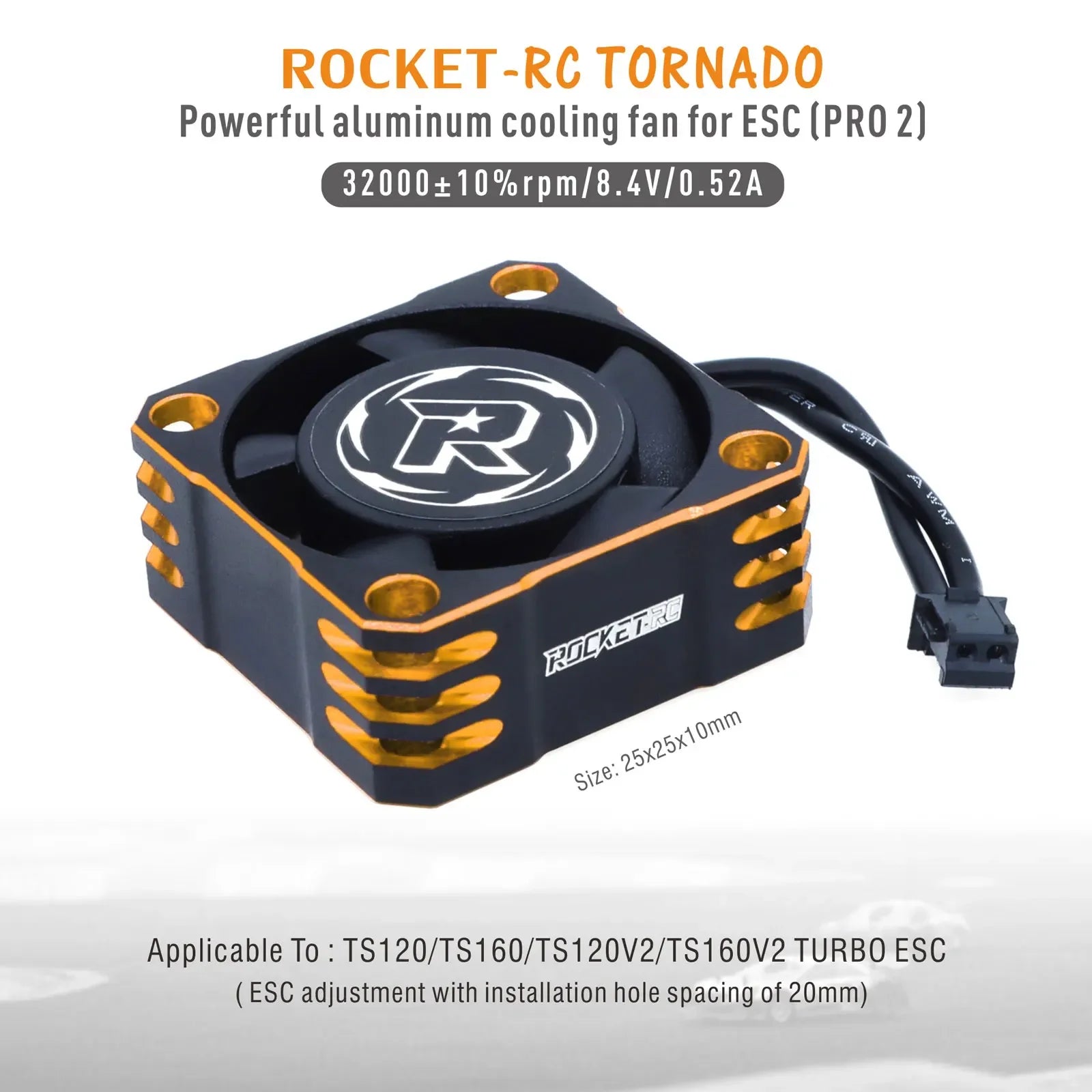 ROCKET-RC 25/30/35/40/50mm Metal Cooling Fan V2 32000/28000/21000/16000/10000RPM for 1/8 1/10 1/12 RC Car 540/550/3650 Motor ESC