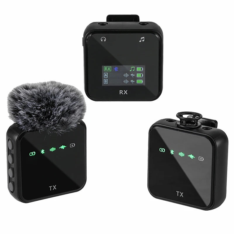 Wireless Lavalier Microphone System Audio Video Voice Recording Mic for iPhone Or Android Mobile Phone Live Streaming Recording