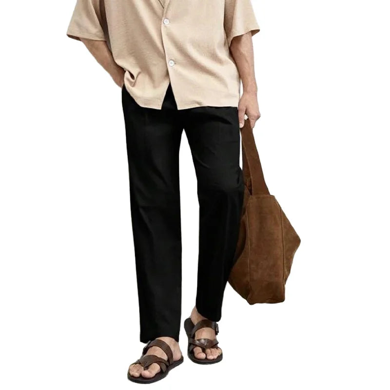 New Men's Drapey Dress Pants, Slightly Tapered, Loose Fit, Korean Style, Elegant and Casual, Solid Color, with a High-End Drape Effect