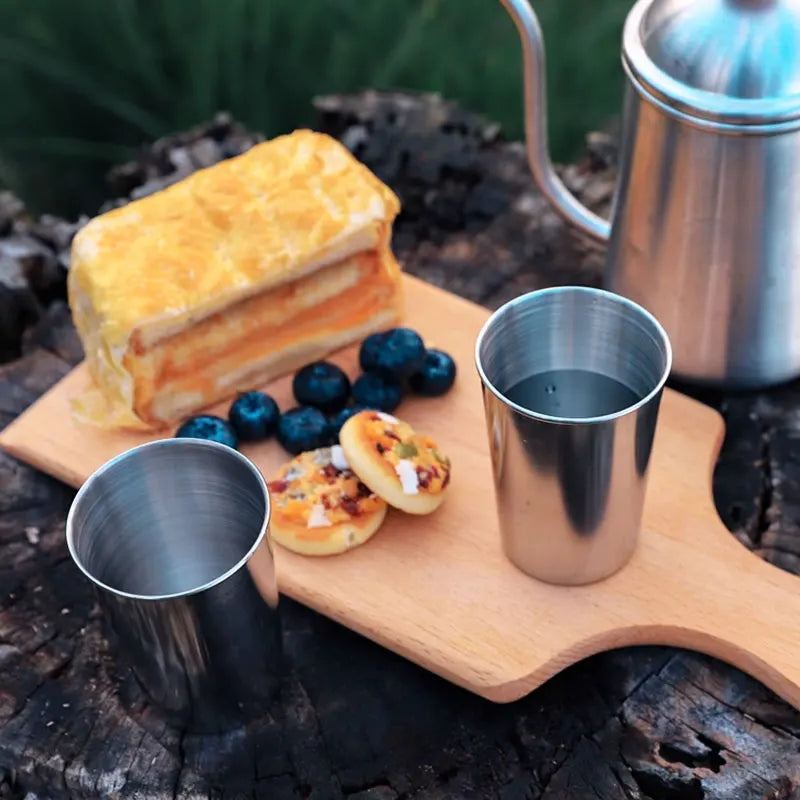 4Pcs Outdoor Travel Stainless Steel Cup Mini Glasses coffee Glasses for Whisky Wine with Case Portable Drinkware 30ml/70ml/170ml