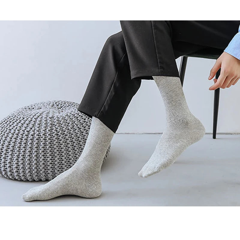 Men's Formal Long Socks – Knee High Cotton Dress Socks, Solid Color Soft Elastic for Business, Party, Four Seasons
