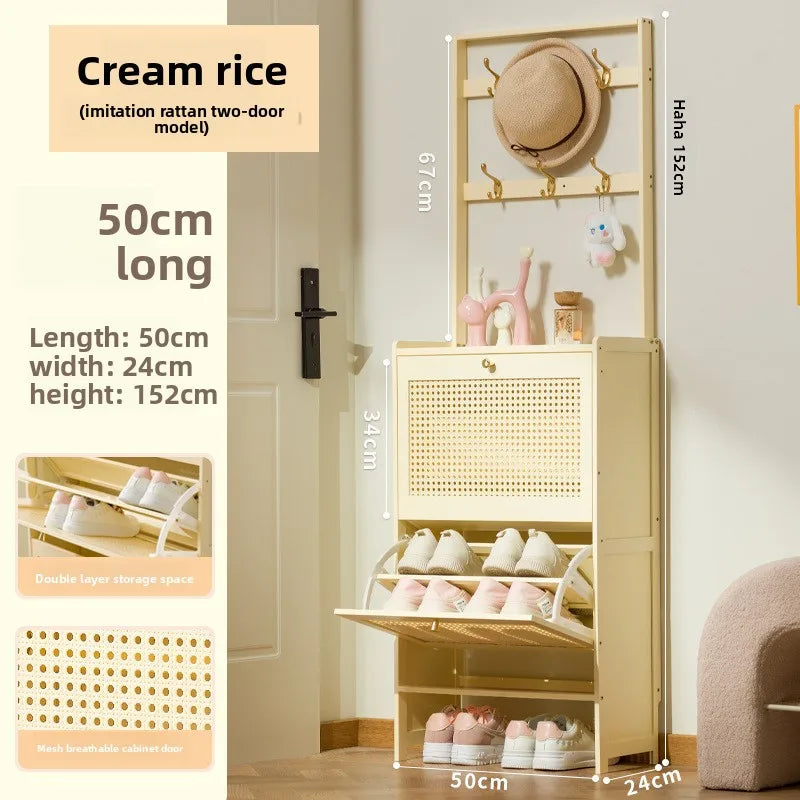 Shoe cabinet entrance household large-capacity home shoe rack storage artifact space-saving indoor rental house solid wood