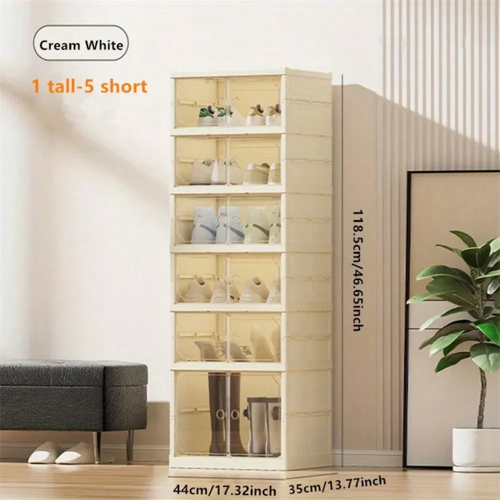 Portable Folding Shoe Rack Shoe Organizer Storage Box With MaClear Door For Closet Entryway Storage Containers Binsgnetic