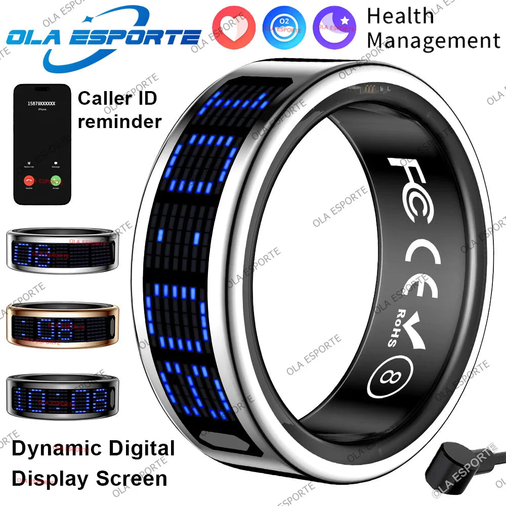 Health Smart Ring Heart Rate Sleep Monitoring Touch Display Screen Pedometer Multiple Exercise Modes Multi-Function Fashion Ring