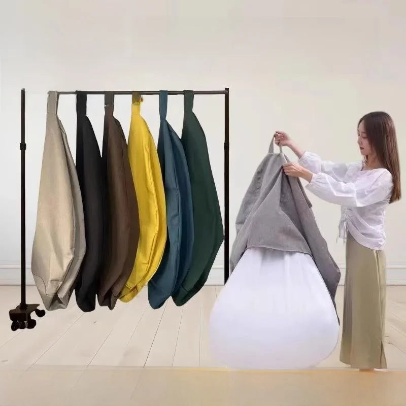 Lazy Sofa Cover Bean Bag  Pure Color Storage Bag for Old Clothes Semi-Finished Product Dustproof Family Organizer