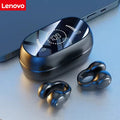 Lenovo Mirror Surface Digital Display Soft Silicone Ear Clip Wireless Bluetooth Headphones with Noise Reduction for Sports