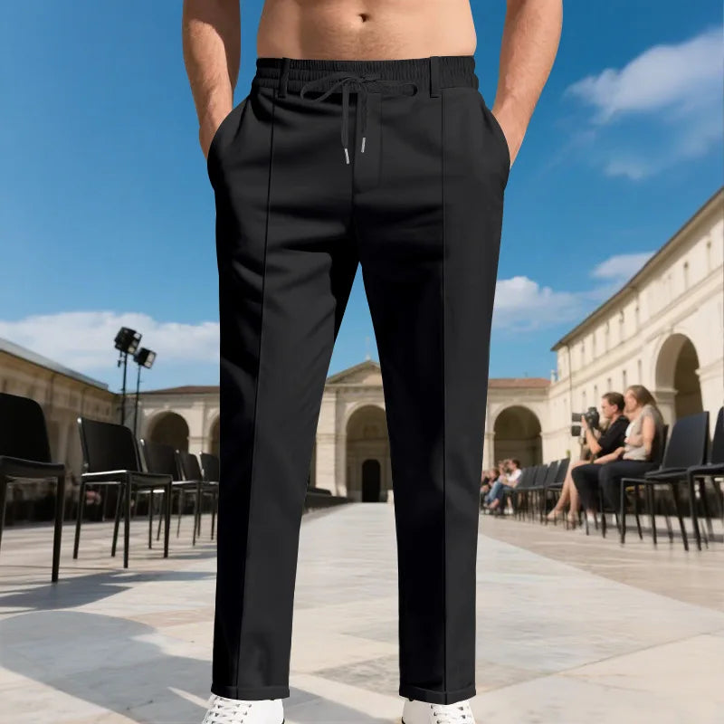 Men's Solid Color Large-Sized Form-Fitting Business Casual Pants Simple Design for Professional And Everyday Wear