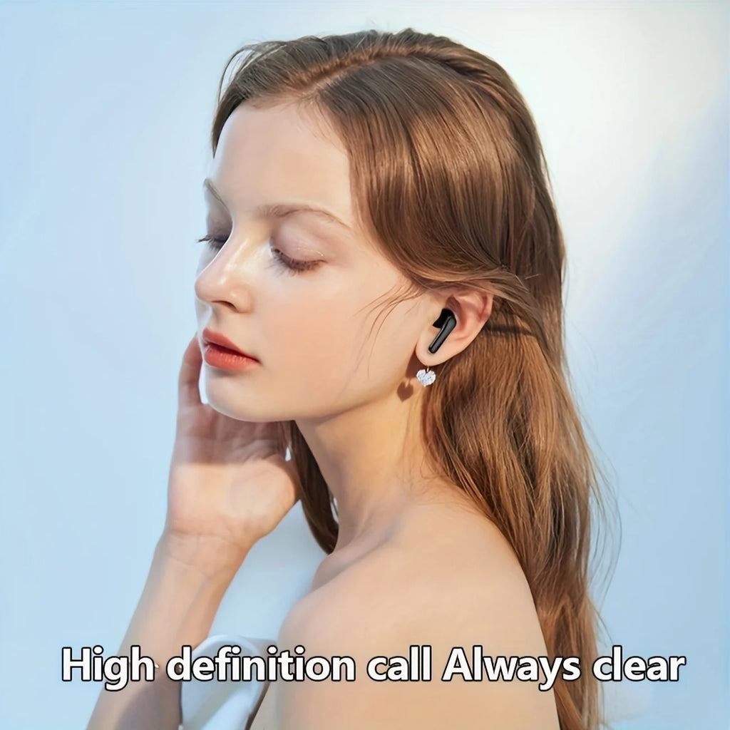 Wireless Earphones With High Bass Stereo Sound, Lightweight Earphones, Type-C Charging,  Suitable For iPhone, Android, Etc, Pad