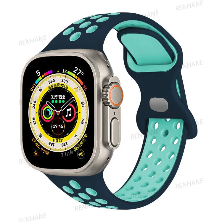 Strap For Apple Watch Ultra 7 8 9 41mm 45mm 40 44 42mm for nike sport Band iWatch serie SE 6 49mm Silicone Breathable bracelet