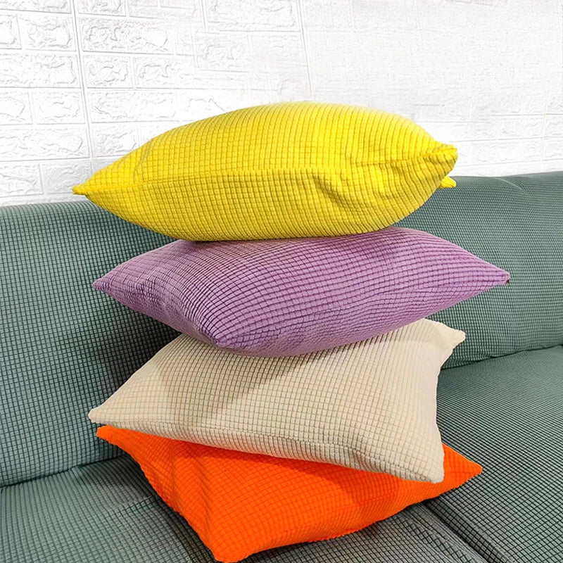 Solid Color Corn Grain Cover Candy Color Pillow Cover for Sofa Office Waist Back Cover Home Decorative Pillowcase Decoration