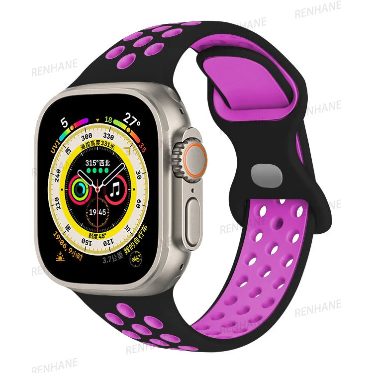Strap For Apple Watch Ultra 7 8 9 41mm 45mm 40 44 42mm for nike sport Band iWatch serie SE 6 49mm Silicone Breathable bracelet